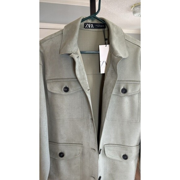 NWT Zara Women Ladies Faux Suede  Jacket Lightweight Coat Pockets Oversized XS - Picture 11 of 11